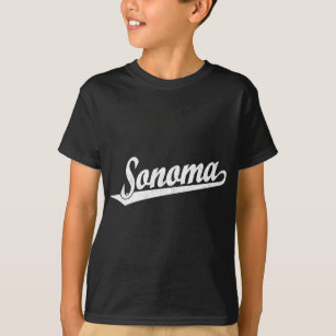 T-shirts Logotipo do roteiro de Sonoma no branco afligido