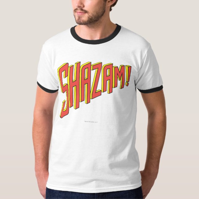 T-shirts Logotipo do Shazam Vermelho/Amarelo (Frente)