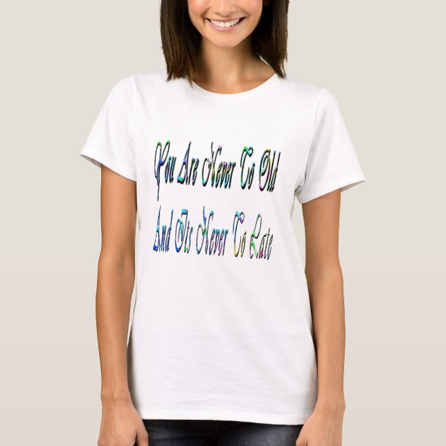 T-shirts Logotipo Nunca Para Velho, Motivação Escaravana T- (Frente)