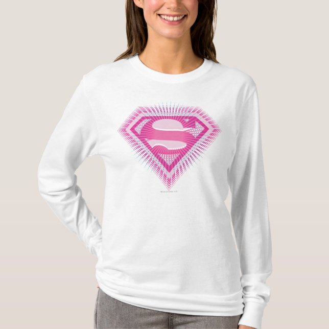 T-shirts Logotipo rosa da Supergirl (Frente)