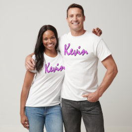 T-shirts Logotipo rosa do Kevin no topo do Tanque branco
