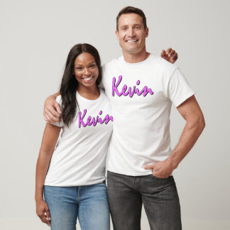 T-shirts Logotipo rosa do Kevin no topo do Tanque branco