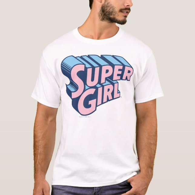 T-shirts Logotipo rosa e azul da Supergirl (Frente)