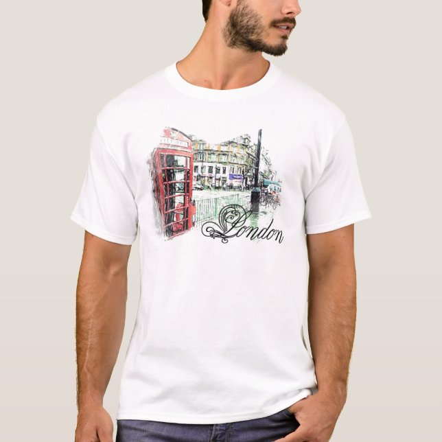 T-shirts Londres coloriu o esboço (Frente)