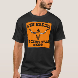T-shirts longhorn foragido e guitarra do país do hardin do
