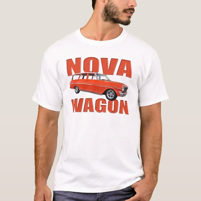 T-shirts longroof chevy vermelho do vagão da nova 1963 II (Frente)