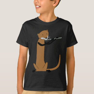 T-shirts Lontra que joga a flauta