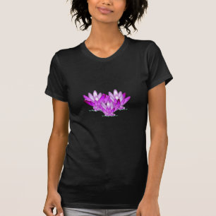 T-shirts Lotus floresce rosa sobre fundo verde marinho