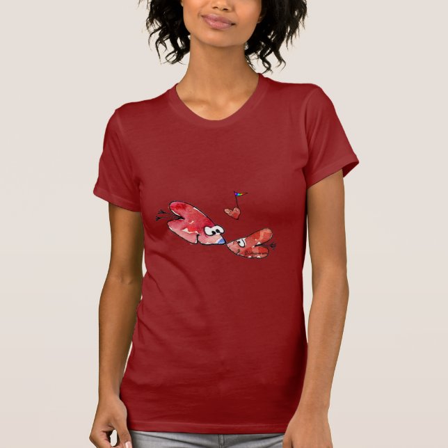 T-shirts Love Bird Hearts Roupa (Frente)