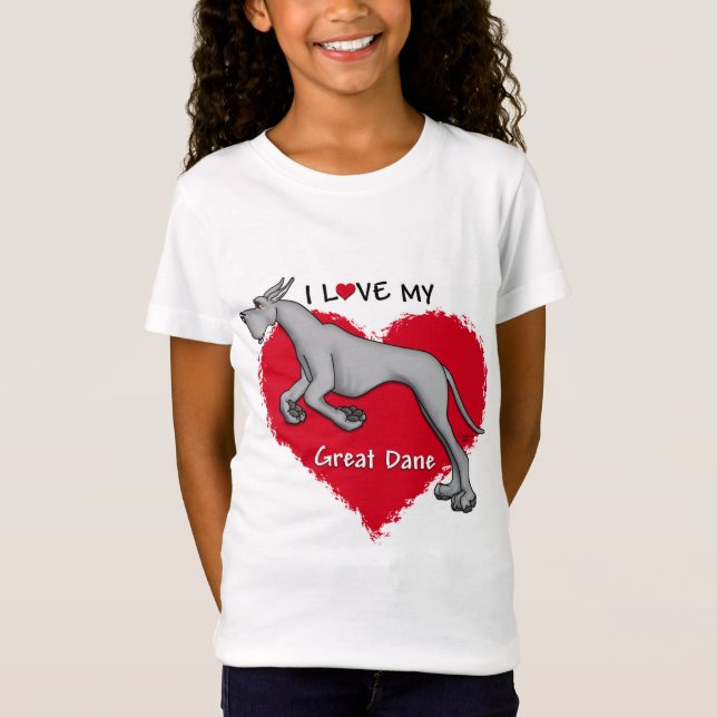 T-shirts Love Black Great Dane (Frente)