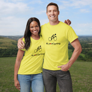 T-shirts Love Cycling e texto sobre o retrociclista