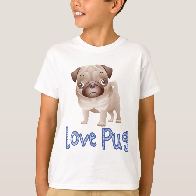 T-shirts Love Pug Puppy Dog Graphic T Shirt (Frente)