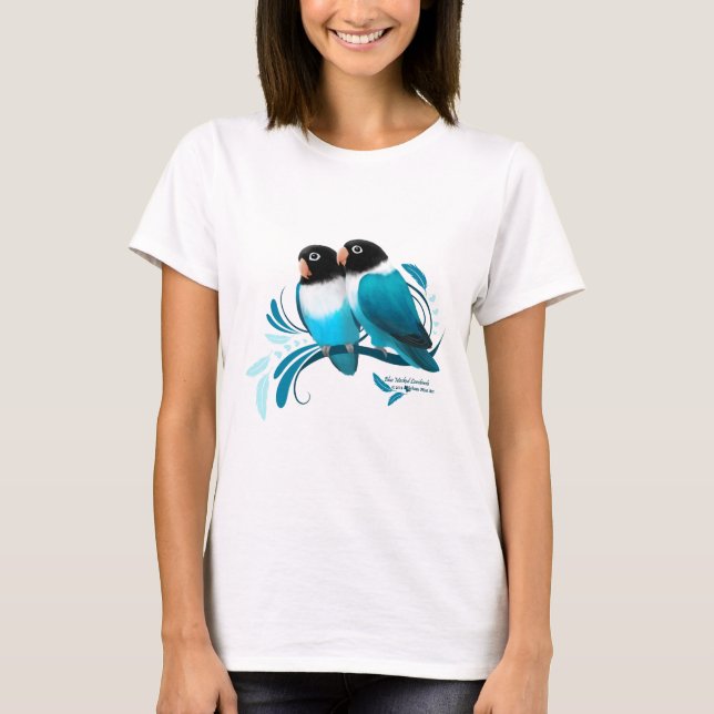 T-shirts Lovebirds mascarados azul (Frente)