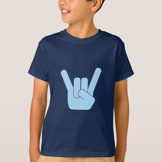 T-shirts Lt do sinal da rocha. Azul (Frente)