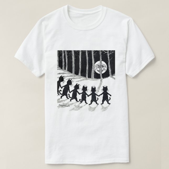 T-shirts Lua cheia e gatos, Louis Wain (Frente do Design)