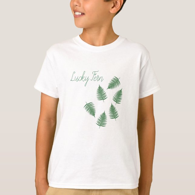 T-shirts Lucky Green Fern Funky Padrão Longa Folga Superior (Frente)