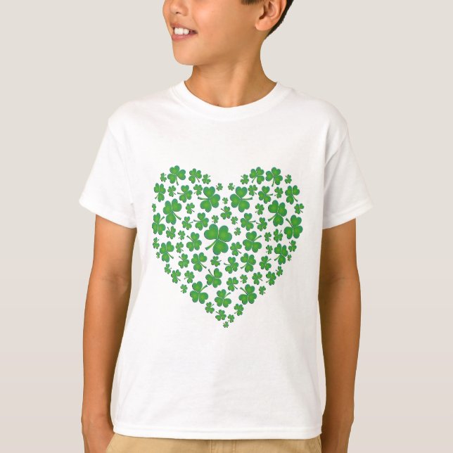 T-shirts Lucky Irish Shamrock Heart (Frente)