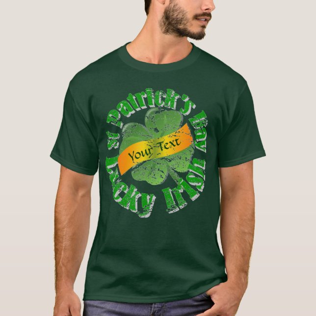 T-shirts Lucky Shamrock personalizado Rua de Patrick (Frente)