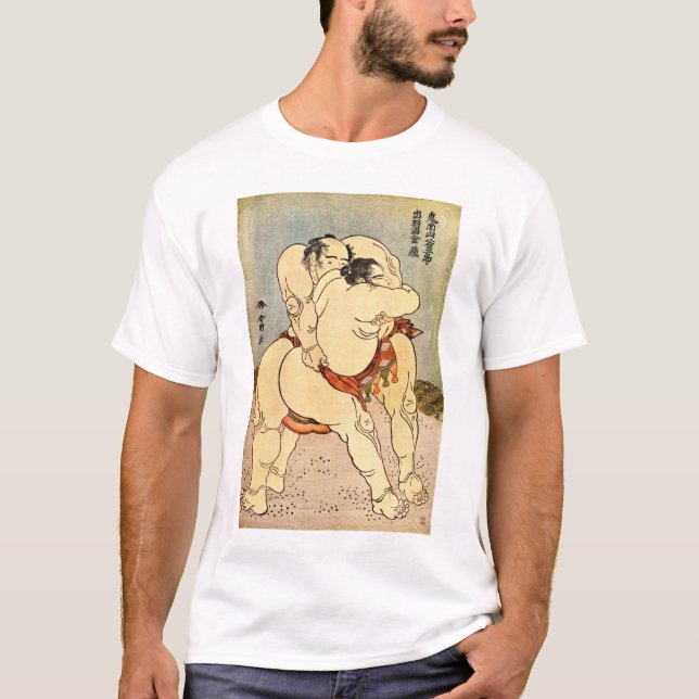 T-shirts Lutadores do Sumo de Hokusai (Frente)