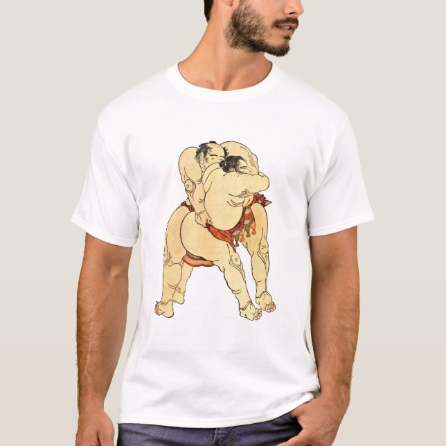 T-shirts Lutadores do Sumo de Hokusai (Frente)