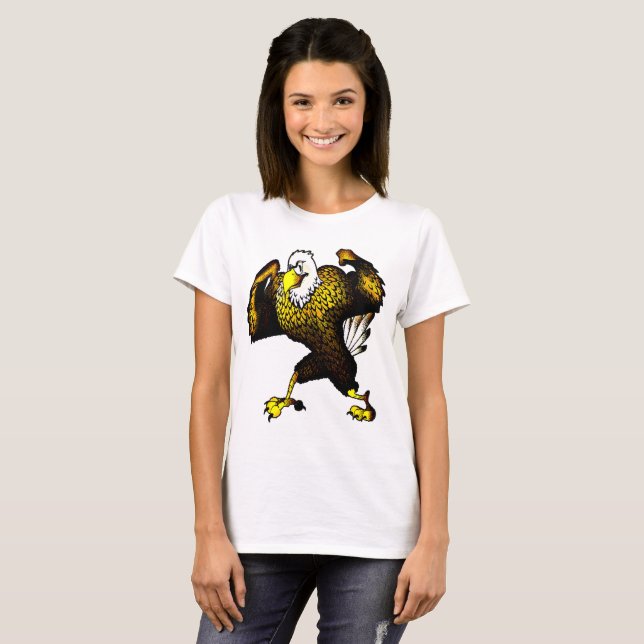 T-shirts Lutando Contra Mulheres Cartoon Da Águia (Frente Completa)
