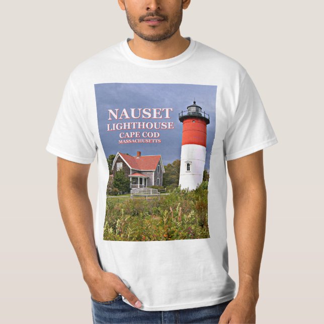 T-shirts Luz de Nauset, Cape Cod, farol de Massachusetts (Frente)