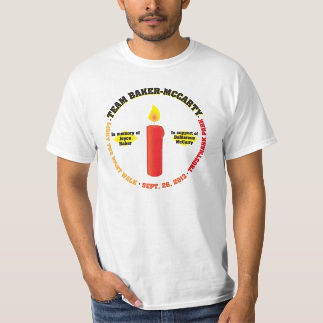T-shirts Luz do Padeiro-McCarty da equipe a caminhada 2013 (Frente)