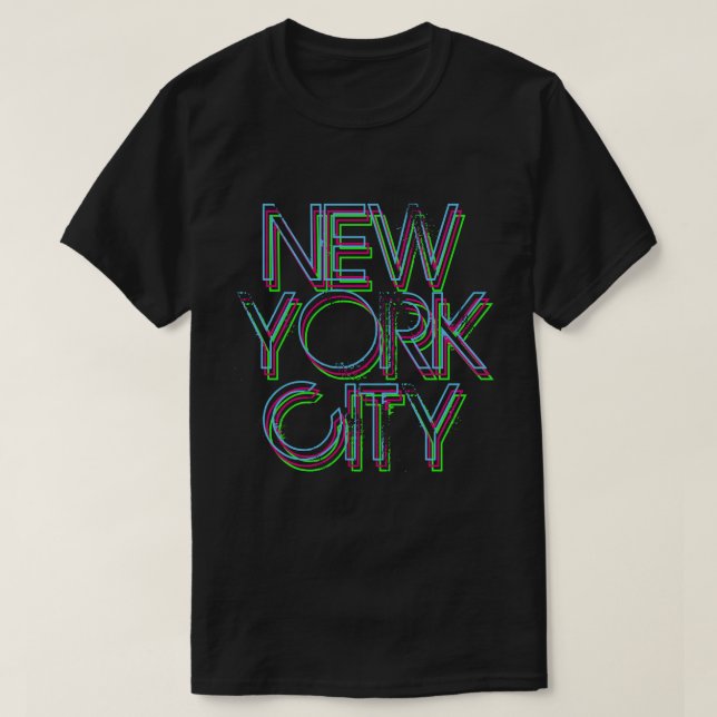 T-shirts Luzes de Nova York Neon (Frente do Design)