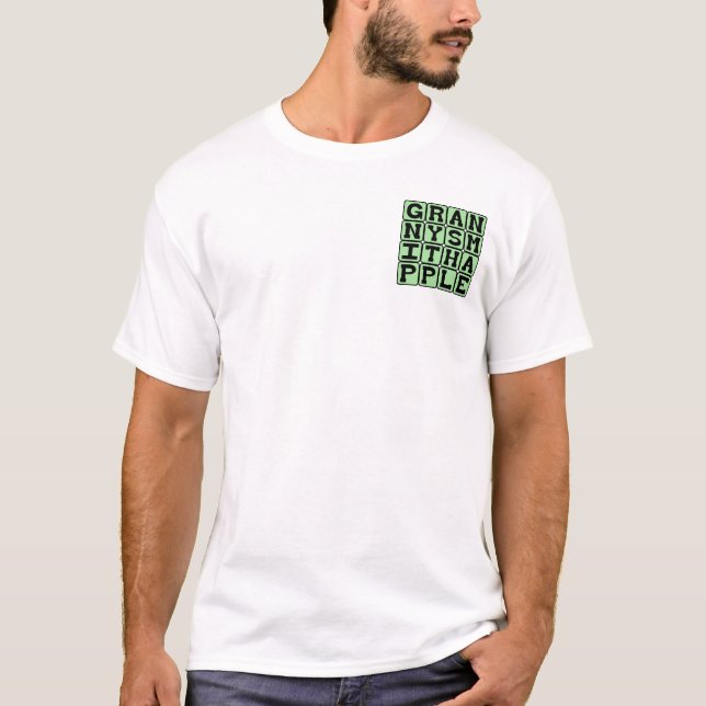 T-shirts Maçã Granny Smith, Cor e Fruta (Frente)