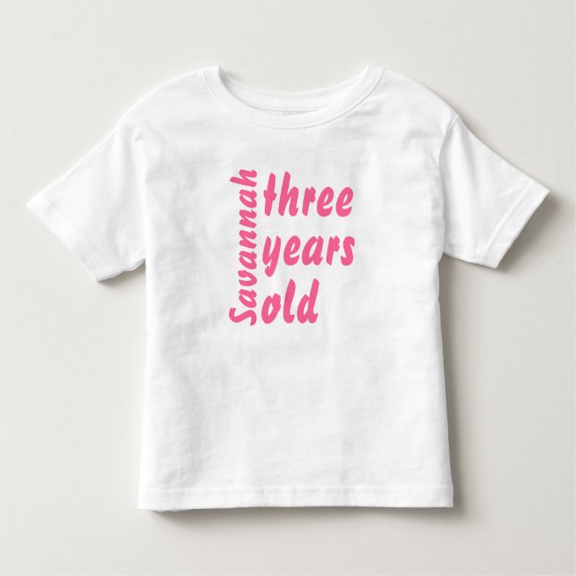 T-shirts Macacão Rosa com Babado Fofo Menina de Três Anos (Frente)