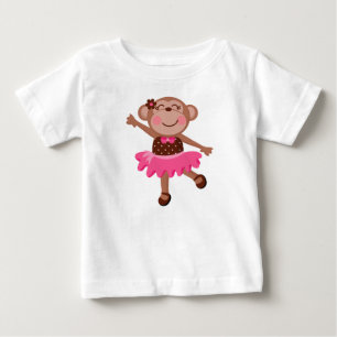 T-shirts Macaco Bailarina Menina Bebê Body com Tutu