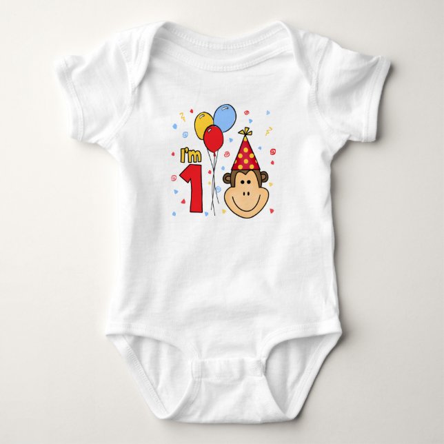 T-shirts Macaco Rosto Primeiro Aniversário (Frente)