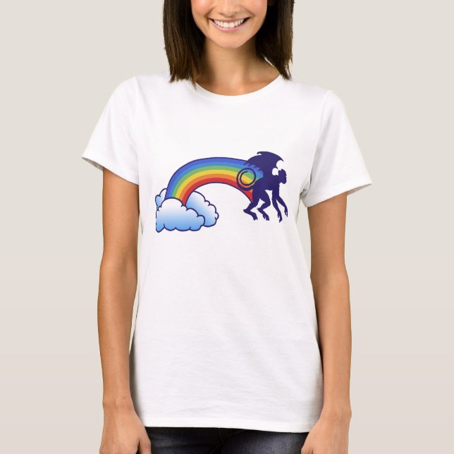 T-shirts Macaco Voador Arco-Íris (Frente)