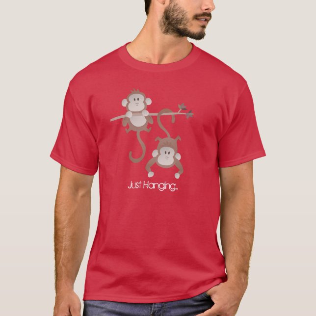 T-shirts Macacos dos desenhos animados que penduram ao (Frente)