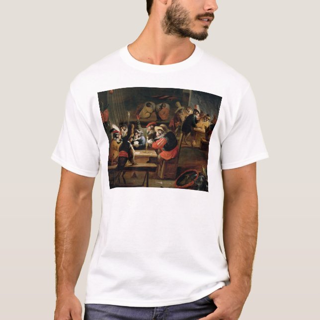 T-shirts Macacos em uma taberna, detalhe do jogo de cartas (Frente)