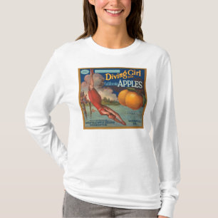 T-shirts Maçãs de Califórnia da menina do mergulho