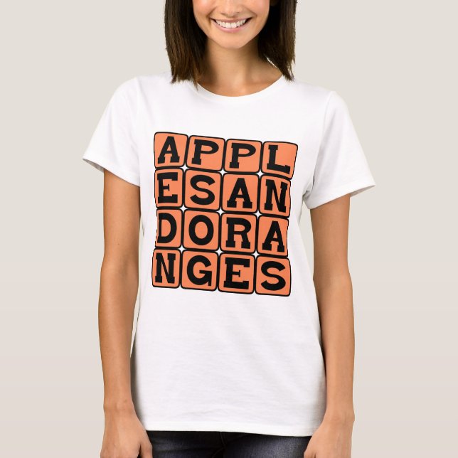 T-shirts Maçãs e Laranjas, Comparação (Frente)