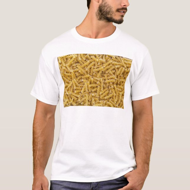 T-shirts Macmacro da massa fusilli como estrutura de fundo (Frente)