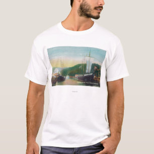 T-shirts Madeira serrada da carga na cena das escunas