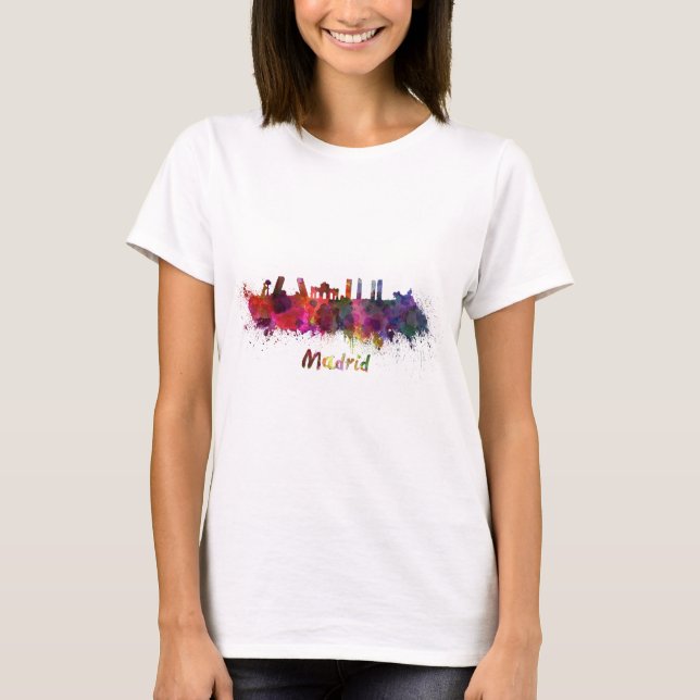 T-shirts Madrid skyline in watercolor (Frente)
