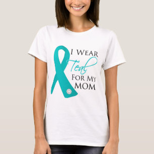 T-shirts Mãe - Câncer de ovário de Fita Teal