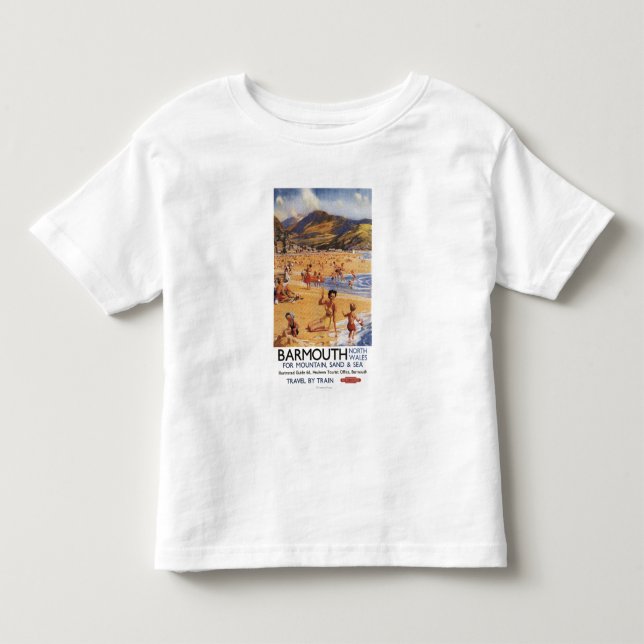 T-shirts Mãe da cena da praia e miúdos British Rail (Frente)