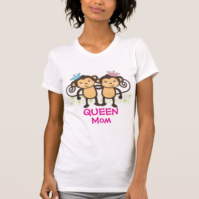 T-shirts Mãe de macacos gêmeos (Frente)