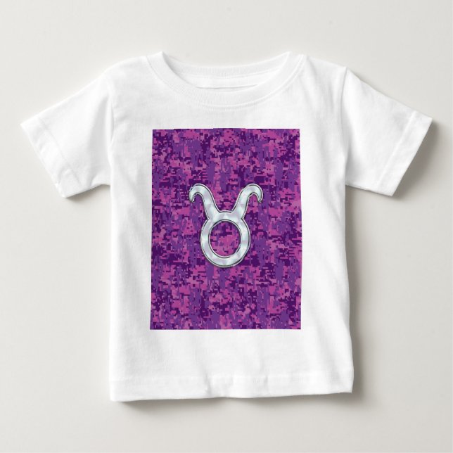 T-shirts Mãe de Pearl Taurus Zodiac Sinal na Camo Digital (Frente)