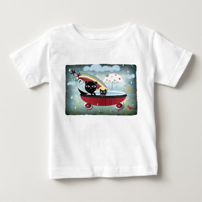 T-shirts Mãe e Bebê gato banheira (Frente)