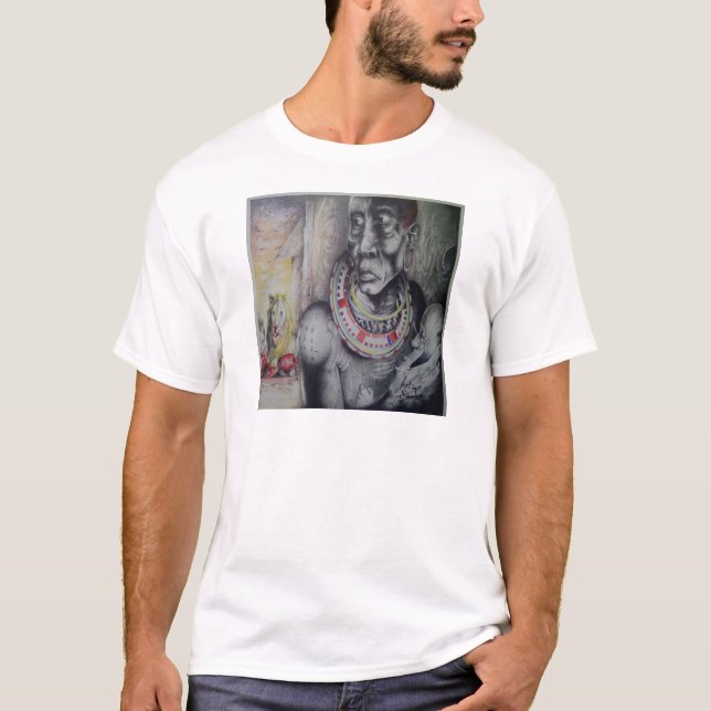 T-shirts Mãe e Criança Maasai com Impressão/Gráfico de Arte (Frente)