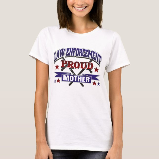 T-shirts Mãe orgulhosa da polícia (Frente)
