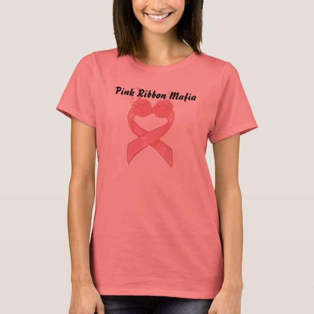 T-shirts Máfia cor-de-rosa da fita (Frente)