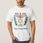 T-shirts Magen Persa David Menorah<br><div class="desc">Esta imagem foi adaptada de um antigo azulejo judeu persa e apresenta uma menorah com um Magen David (Estrela de David) enquadrado por ramos de oliveira. As imperfeições da imagem original pintada à mão foram preservadas.</div>
