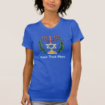 T-shirts Magen Persa David Menorah<br><div class="desc">Esta imagem foi adaptada de um antigo azulejo judeu persa e apresenta uma menorah e Magen David (Estrela de David) enquadrado por ramos de oliveira. As imperfeições da imagem original pintada à mão foram preservadas.</div>